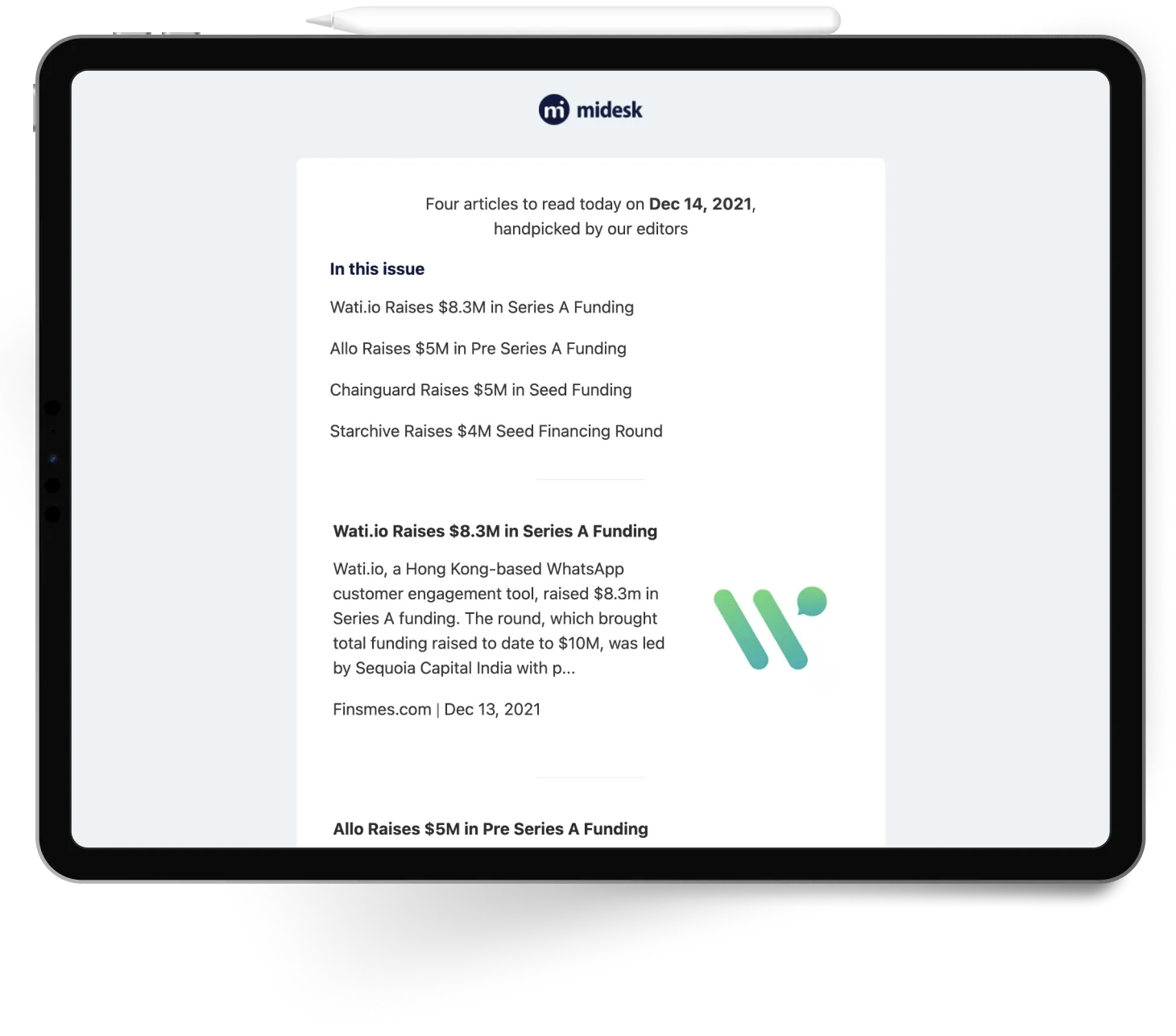 Midesk Newsletter Email Example