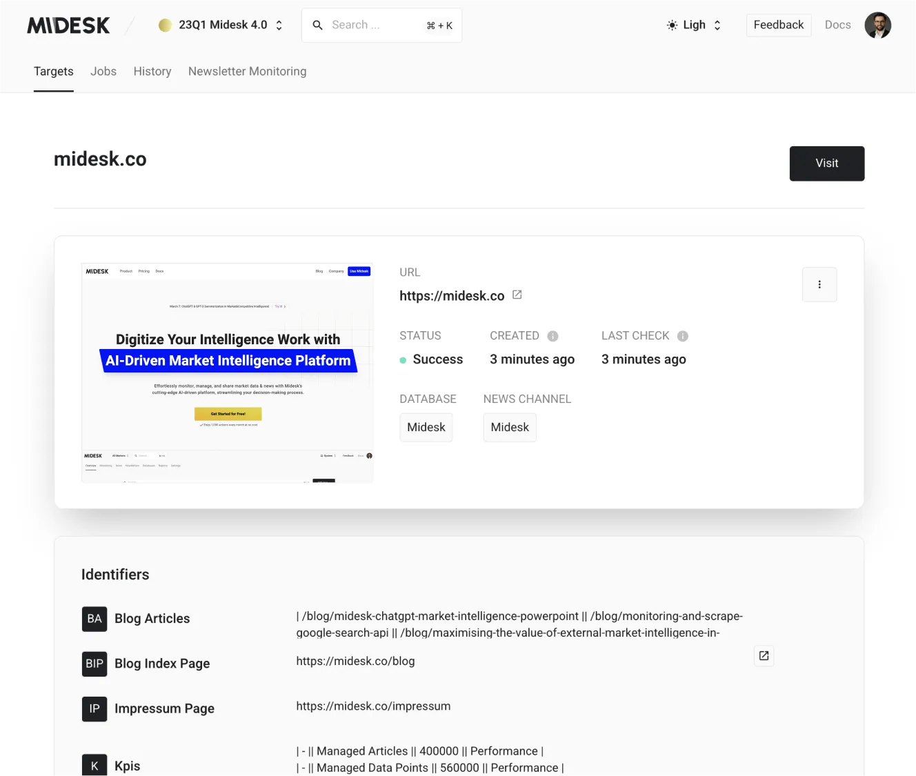 Midesk's AI-driven competitor monitoring solution automatically tracks and analyzes your competitors' activities.